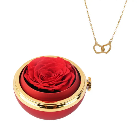 Eternal Passion Rose Box with Engraved Necklace